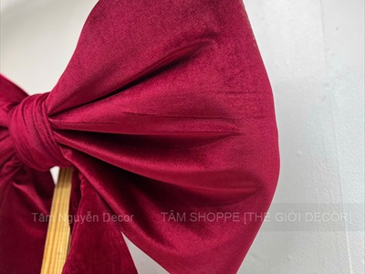 [Order 3 - 4 ngày] Nơ đỏ vải nhung xịn 2 cánh đuôi xéo dài cỡ lớn [Đứng form - Nhiều cỡ] PK-NO-12